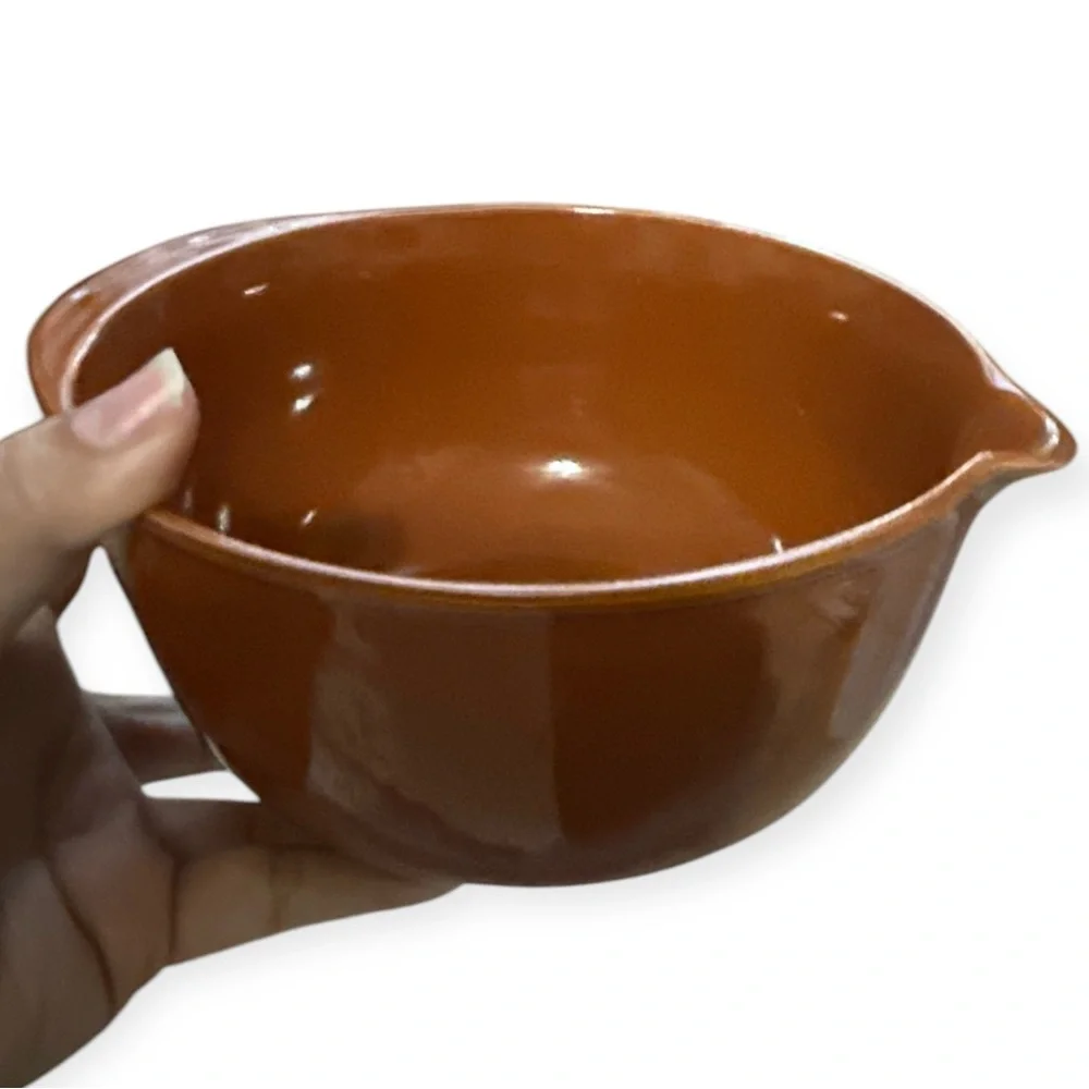 Vintage Brown Mixing Bowl with Spout, Made in Japan, Japanese Stoneware